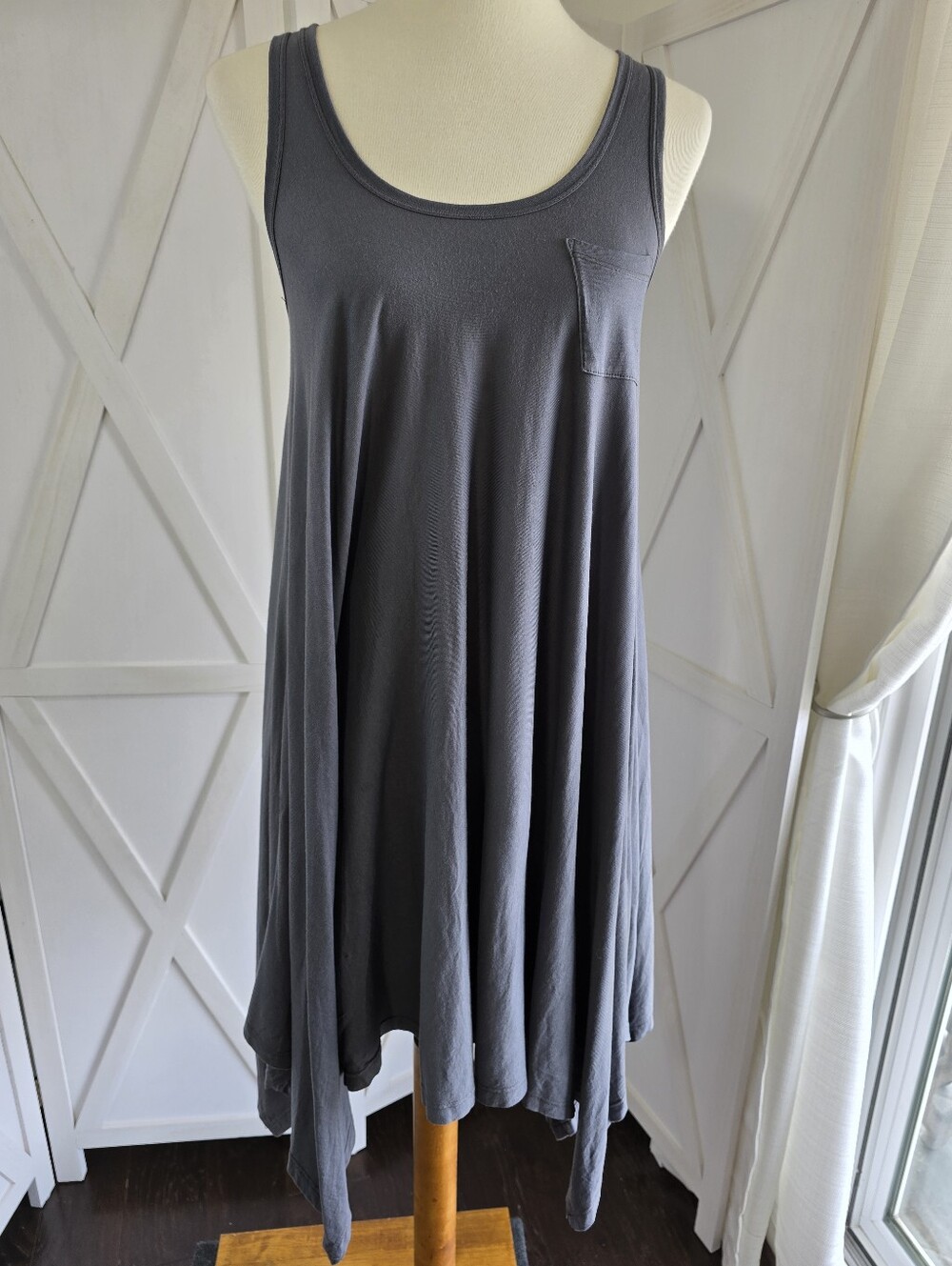 7 For All Mankind Sleeveless Aysemmetrical Gray Swingy Dress